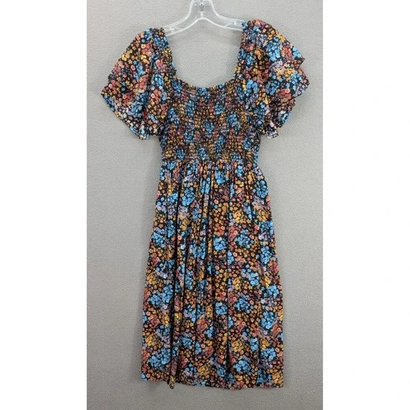 A.N.A Dress Women's Sz XS Floral Cottagecore Puff Sleeves Prairie Smocked Boho‎ - Picture 6 of 12